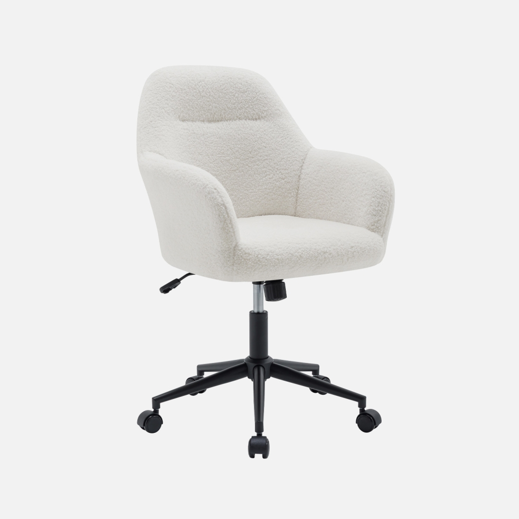 sweeek - Silla de oficina con ruedas ajustable de metal y borreguito , Stan , 57x57x94