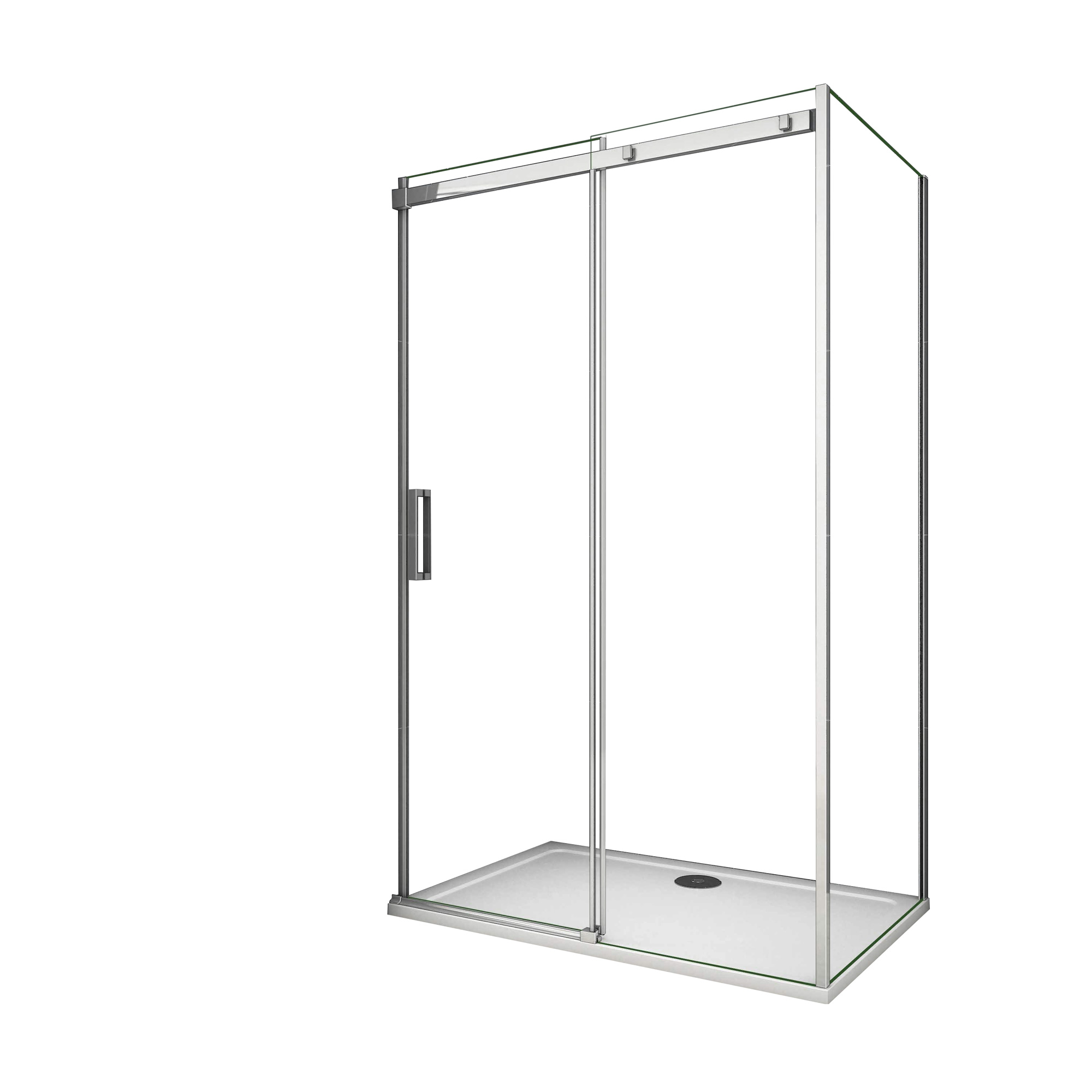 Mampara de Ducha Corredera Frontal+Panel Lateral,Perfil Cromado,Vidrio Antical 8mm,(1022-1042)x(780-803)x1950mm