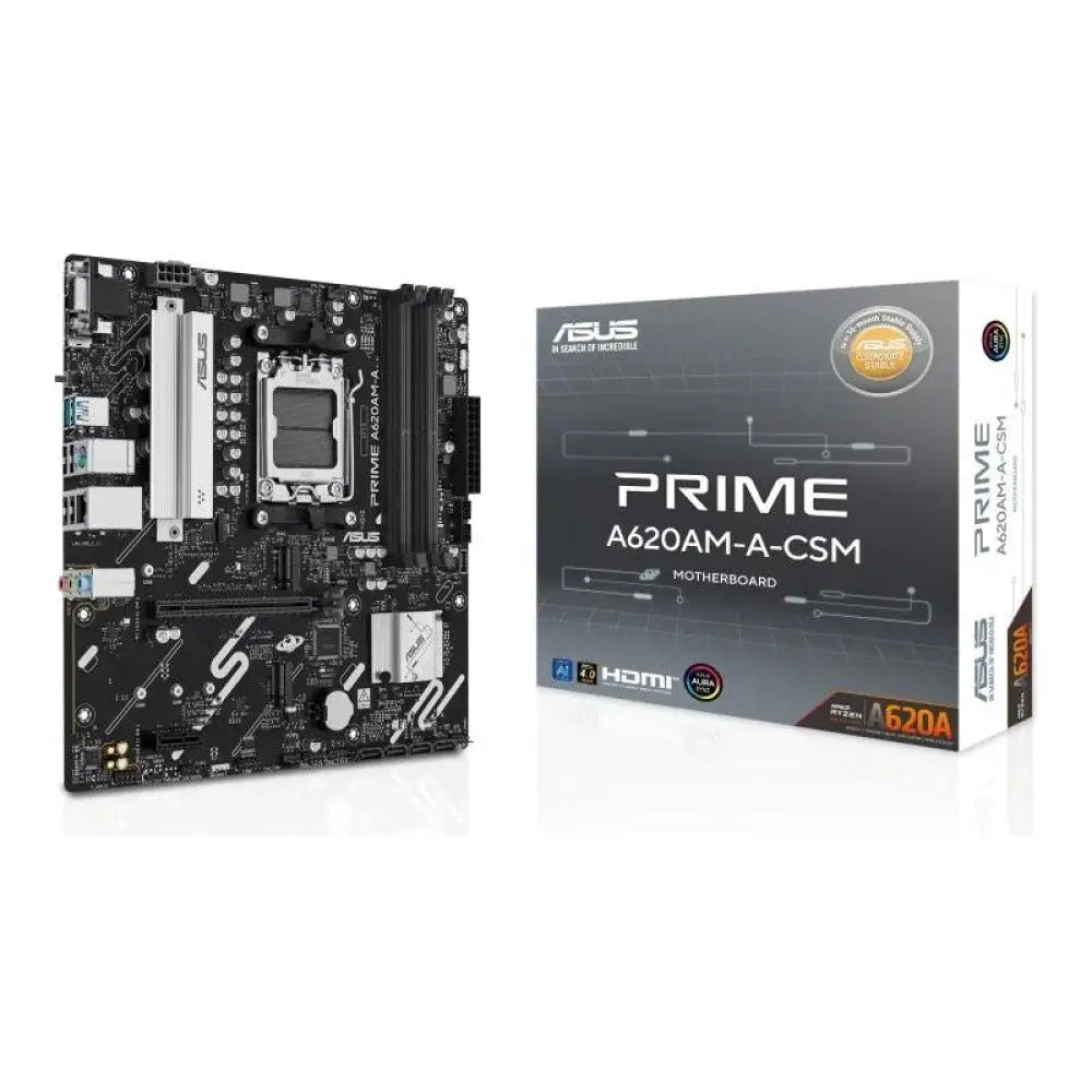 Placa Base ASUS PRIME A620AM-A-CSM A620 AM5 DDR5 Micro ATX PCIe 4.0 2xM.2 RGB RAID ECC