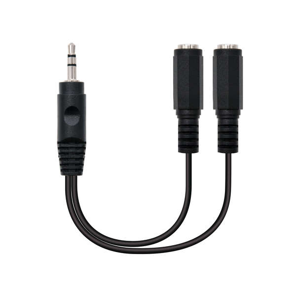 Nanocable cable audio estereo 2x jack 3.5mm hembra a jack 3.5mm macho 0.15m - color negro