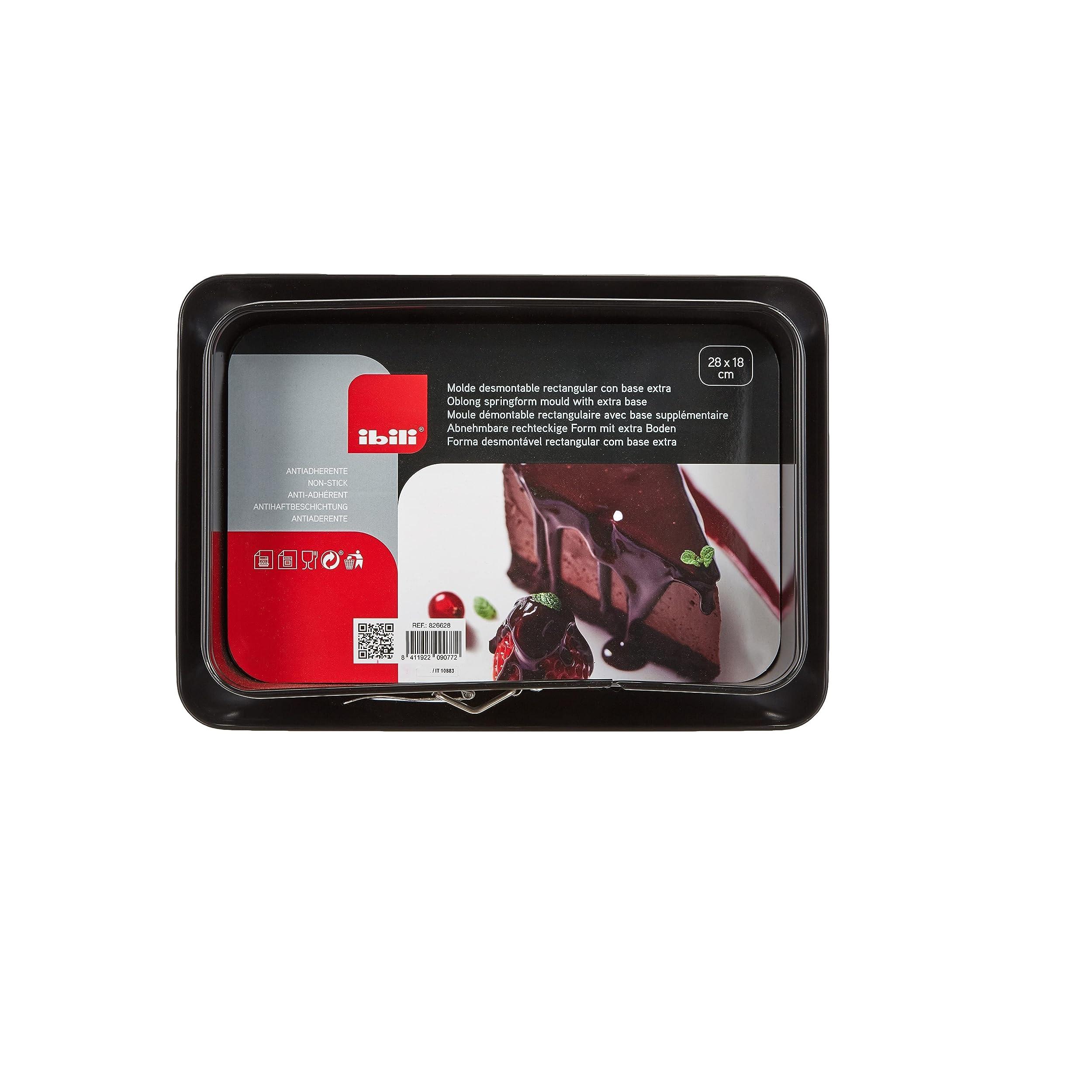Ibili Molde tarta desmontable rectangular con base Extra Moka