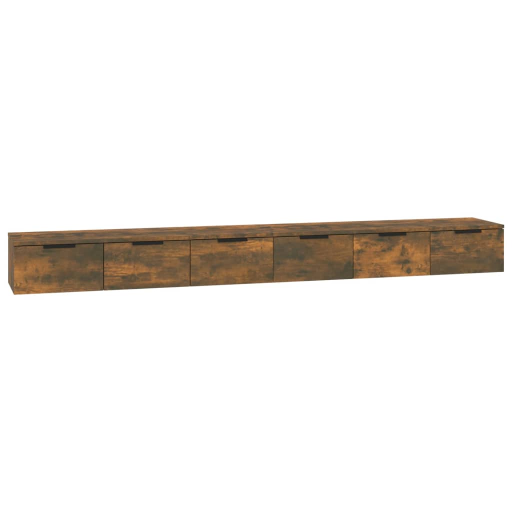 vidaXL Armarios de pared 2 uds contrachapada roble ahumado 102x30x20cm