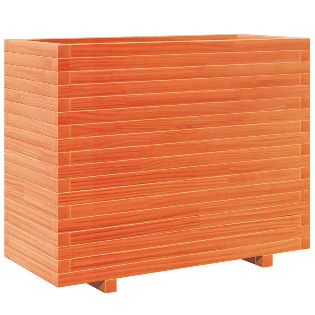 vidaXL Jardinera madera de pino impregnada 90x40x72,5 cm Color Pino natural,  Blanco,  Marrón cera y mas