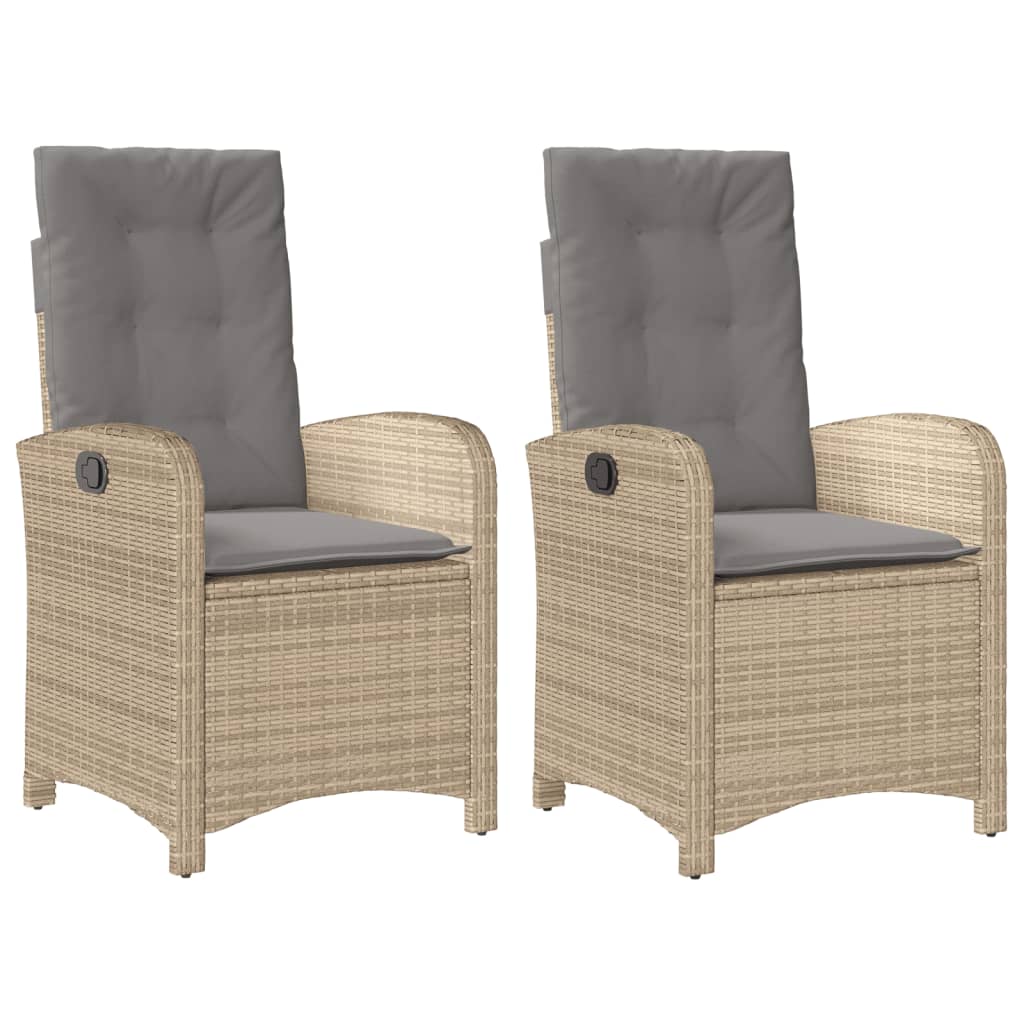 vidaXL Sillones reclinable jardín cojines 2 uds ratán sintético