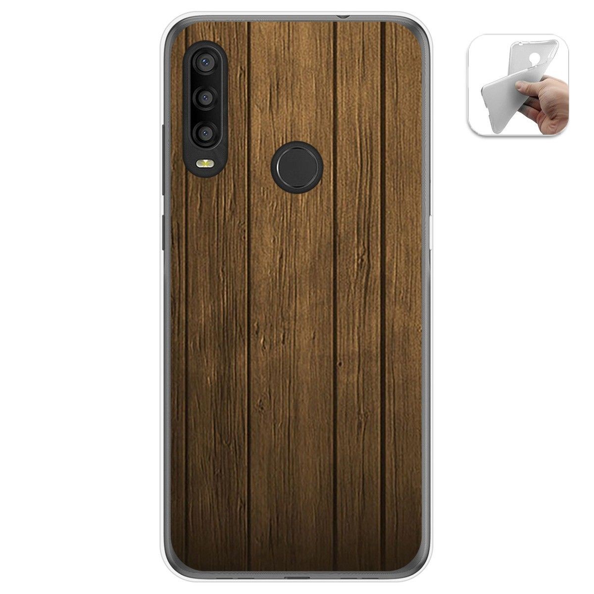 Tumundosmartphone Funda Gel Tpu para Alcatel 1SE 2020 diseño Madera Dibujos