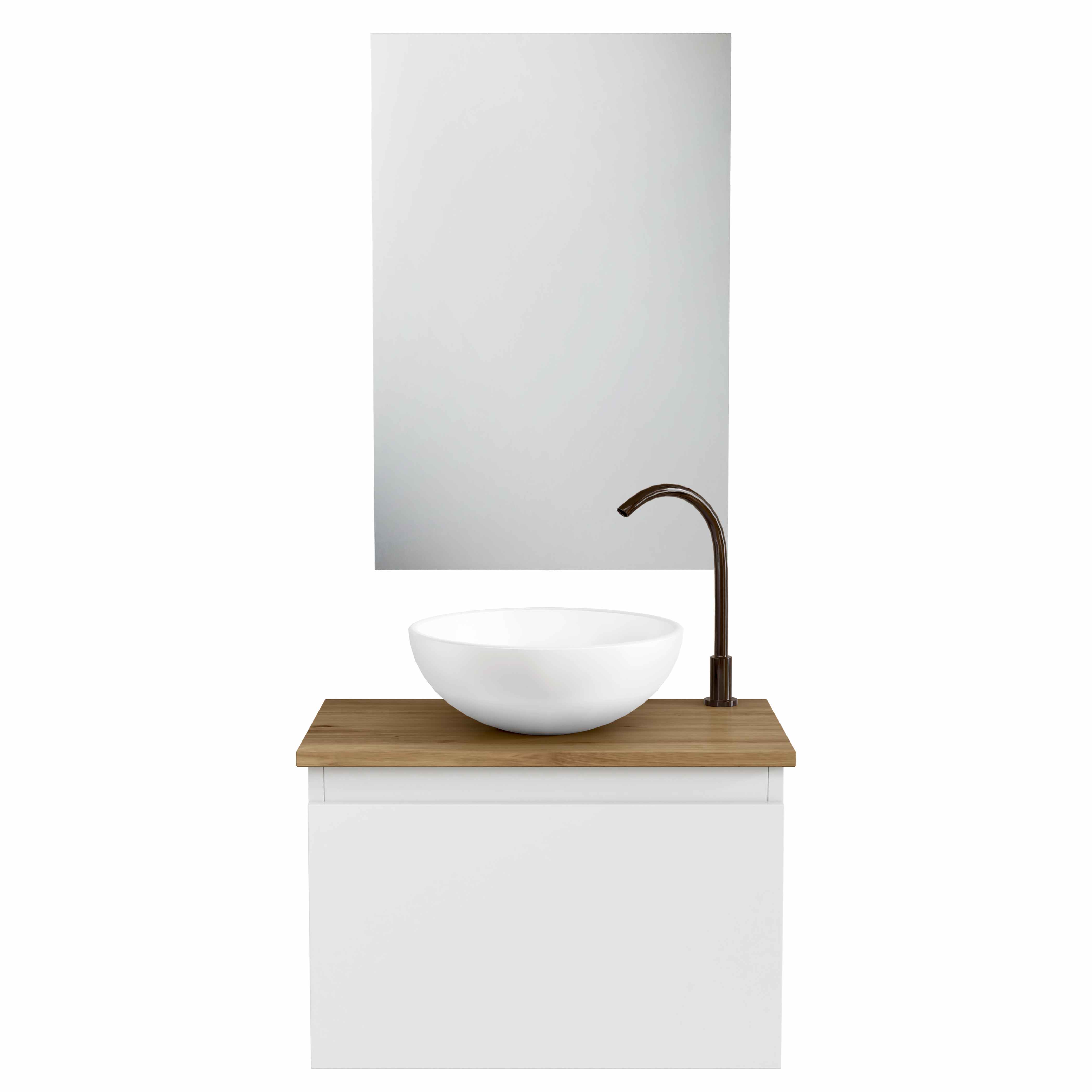 BELLOBATH - Mueble de baño suspendido con lavabo de cerámica y espejo, Mueble con puerta abatible, 50 x 32 x 30 cm