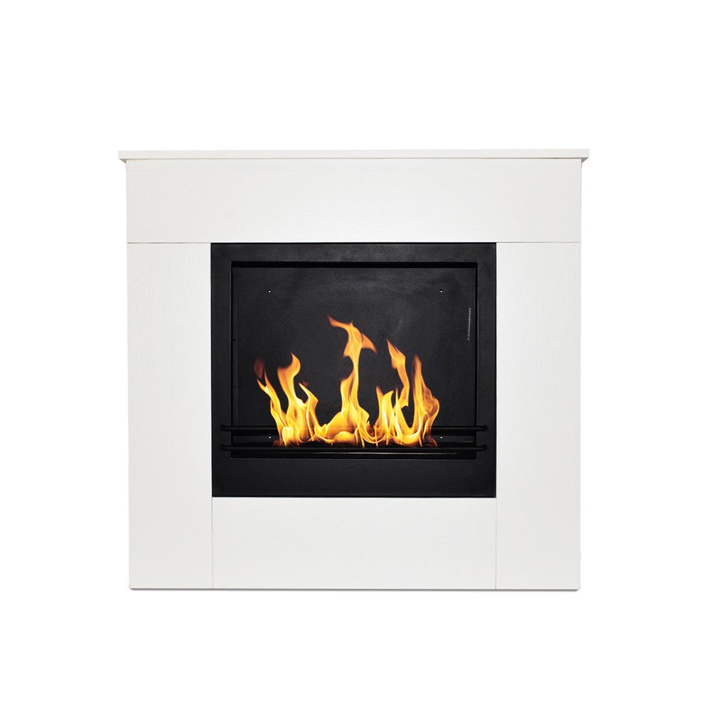 Chimenea de bioetanol de suelo de madera blanca Fabricada en Italia Michelangelo 96x36x90h
