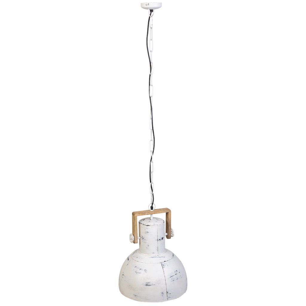 Lampara De Techo De Madera Y Metal Blanco Medidas: 41x41x52cm