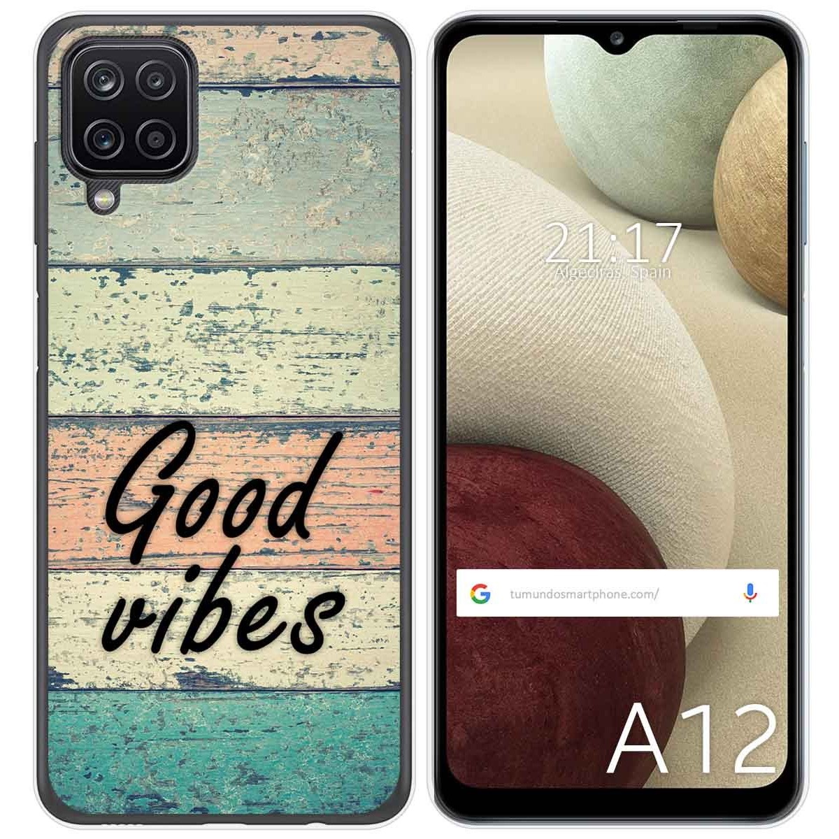 Tumundosmartphone Funda Gel Tpu para Samsung Galaxy A12 / M12 diseño Madera 01 Dibujos