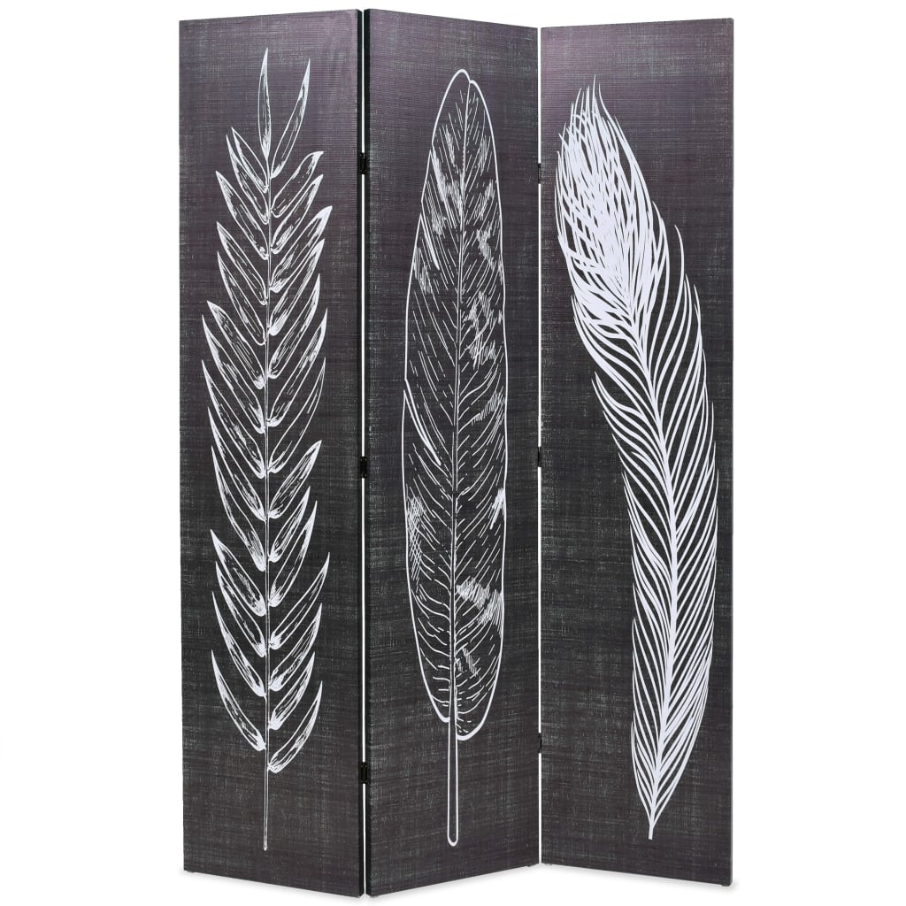 vidaXL Biombo divisor plegable plumas blanco y negro en dimensiones 228 x 170 cm/160 x 170 cm/200 x 170 cm y más