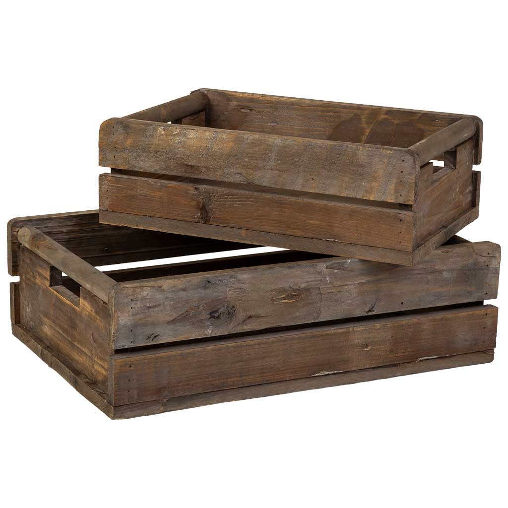 Wonderlust Deco - Set 2 cajones de madera marrón 49x33x15-39,5x26x13h cm Marrón 49x33x15-39,5x26x13h cm