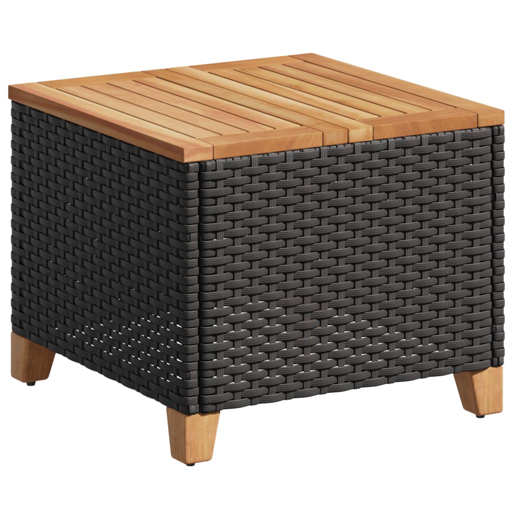 vidaXL Mesa de jardín ratán sintético madera acacia negro 45x45x37 cm