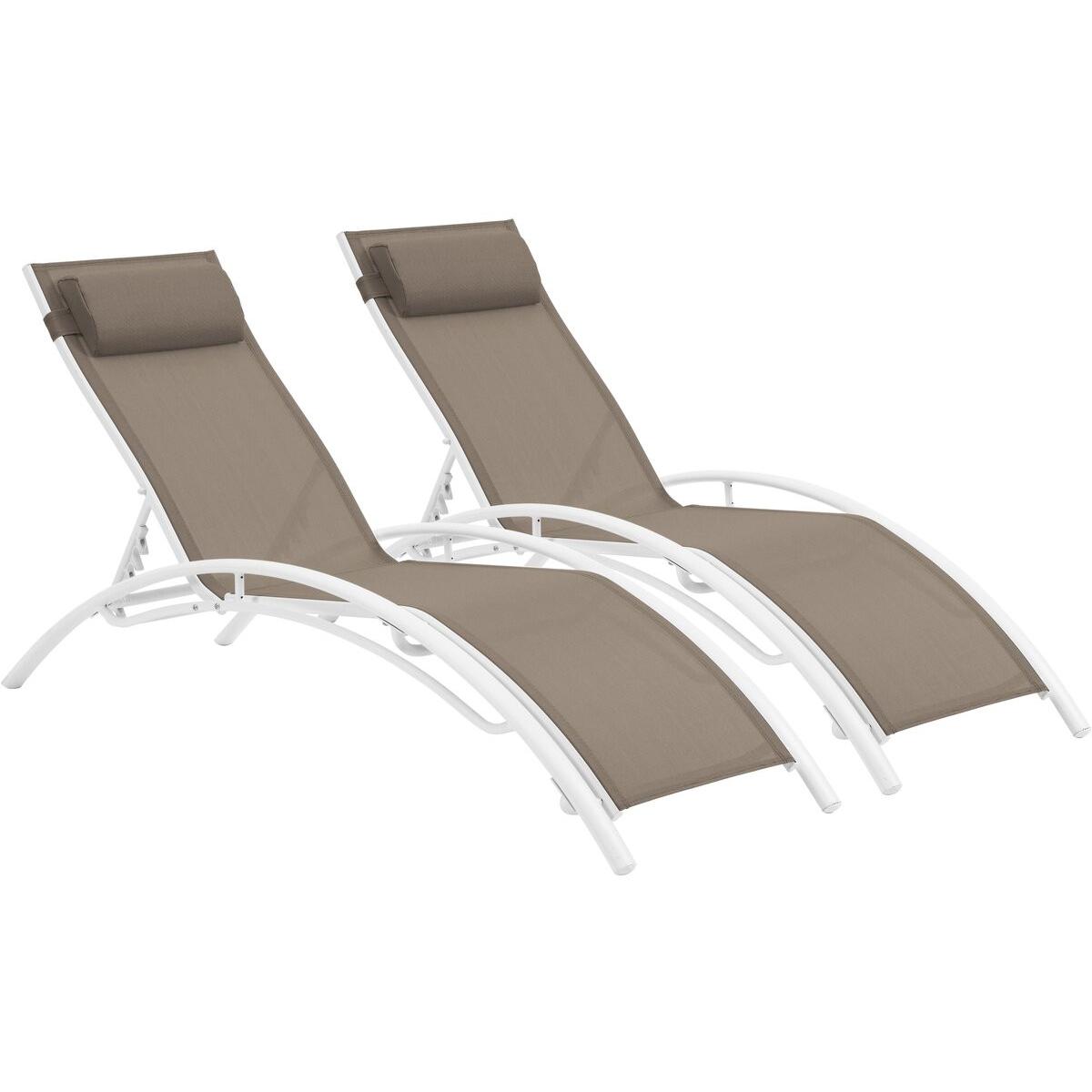 Habitat y Jardin - Conjunto de dos tumbonas de aluminio Beauty - "Phoenix" - Topo