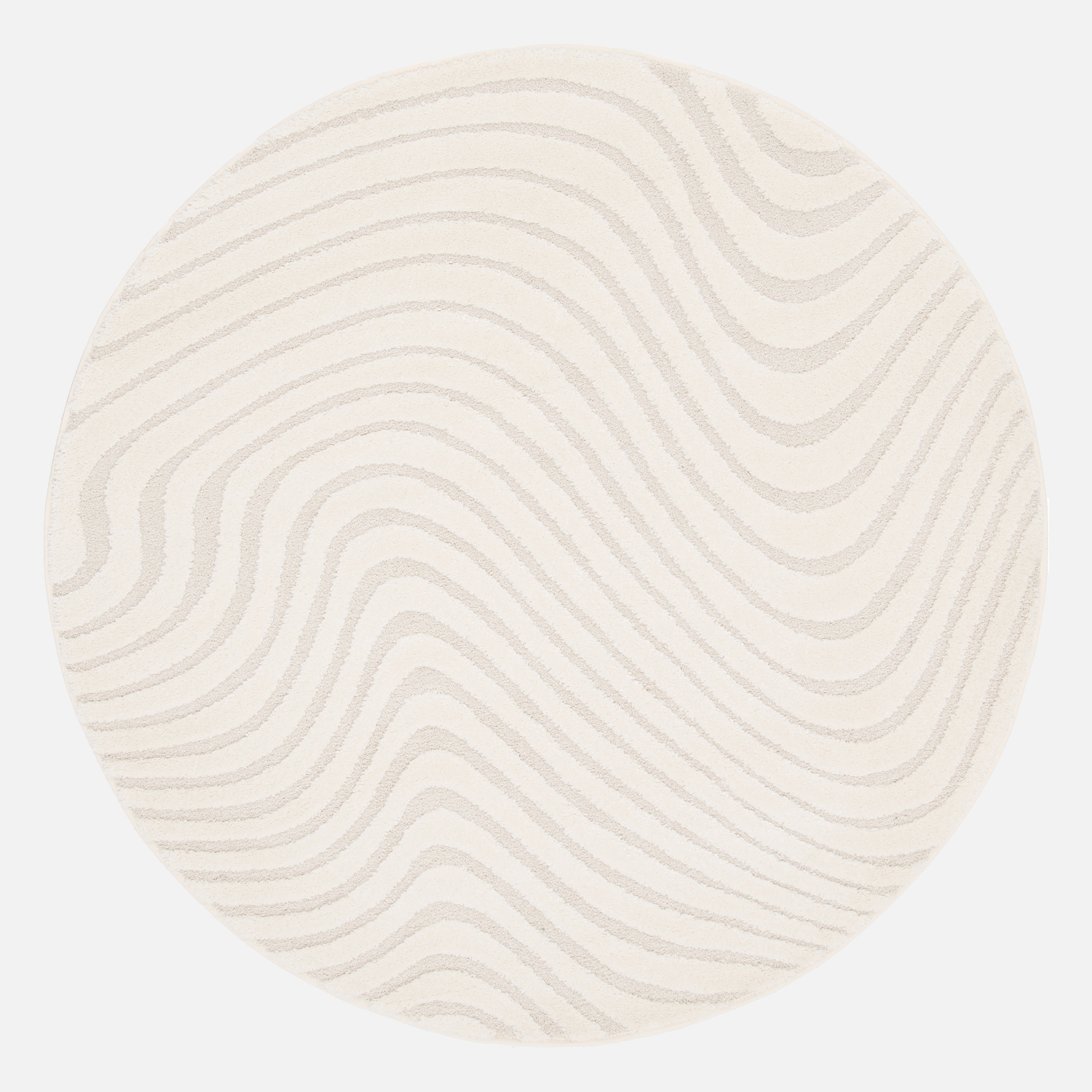 sweeek - Alfombra interior con motivos ondulados en relieve, crema 160cm , Chuck , 160x160x1