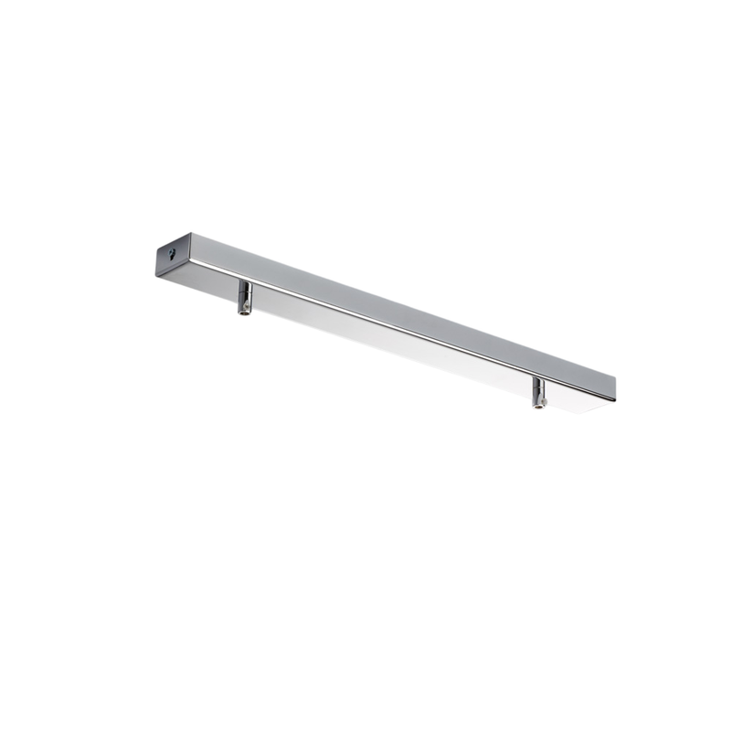 Riel de roseta multicable rectangular de hierro cromado con 2 agujeros L.50 x 5 BL291-BIN2-DM50-CR - Bonetti Illumina