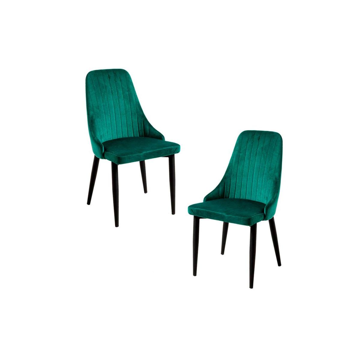 Regalos Miguel - Packs Sillas Comedor - Pack 2 Sillas Kan Terciopelo - Verde