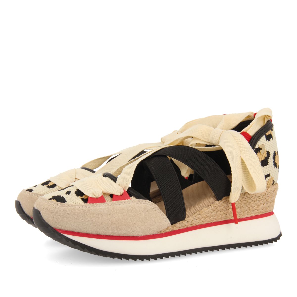 Zapatilla Abiertos Gioseppo Cuña Leopardo Mujer