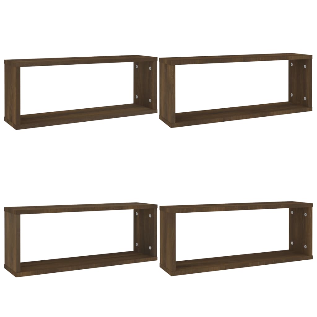 Vidaxl Estantes Cúbicos de Pared 4 Uds Madera 60x15x23cm - Roble Ahumado