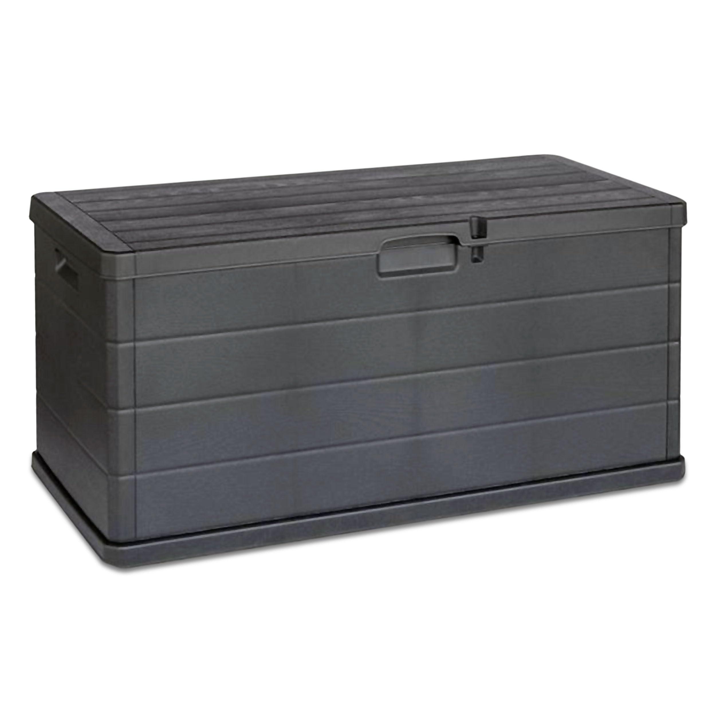 Baul Almacenaje Exterior, Color Antracita, Polipropileno (PP), Arcon Jardin, Tapa con Cerradura, 340L, 118 x 59 x 57 cm