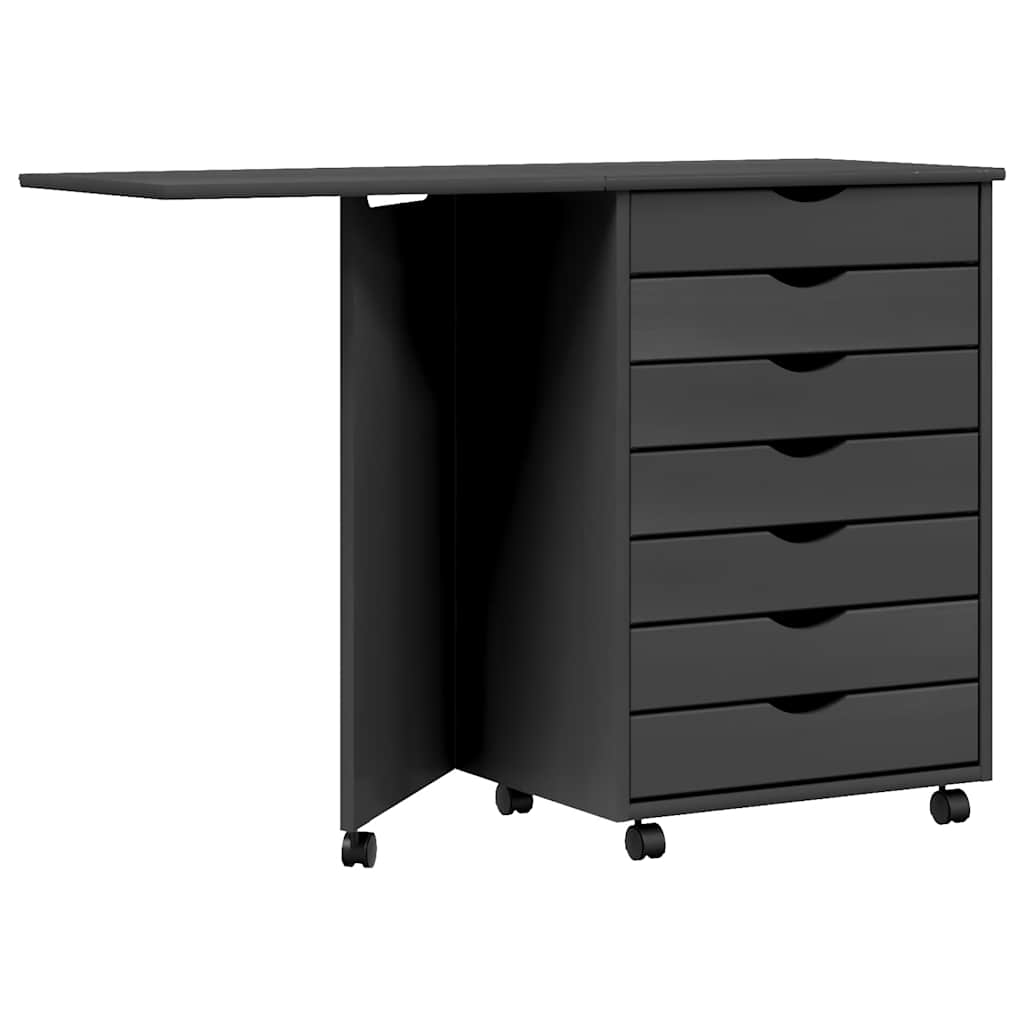 vidaXL Cajonera con ruedas y escritorio MOSS madera maciza pino gris