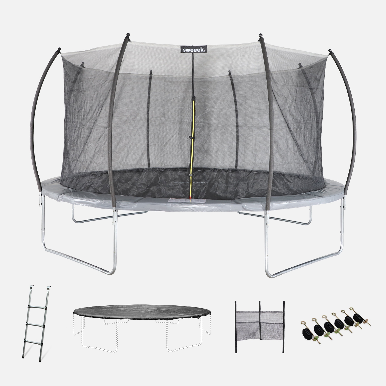 sweeek - Cama elástica red interior con pack de accesorios, 490cm , Jupiter Inner XXL , 487x487x90