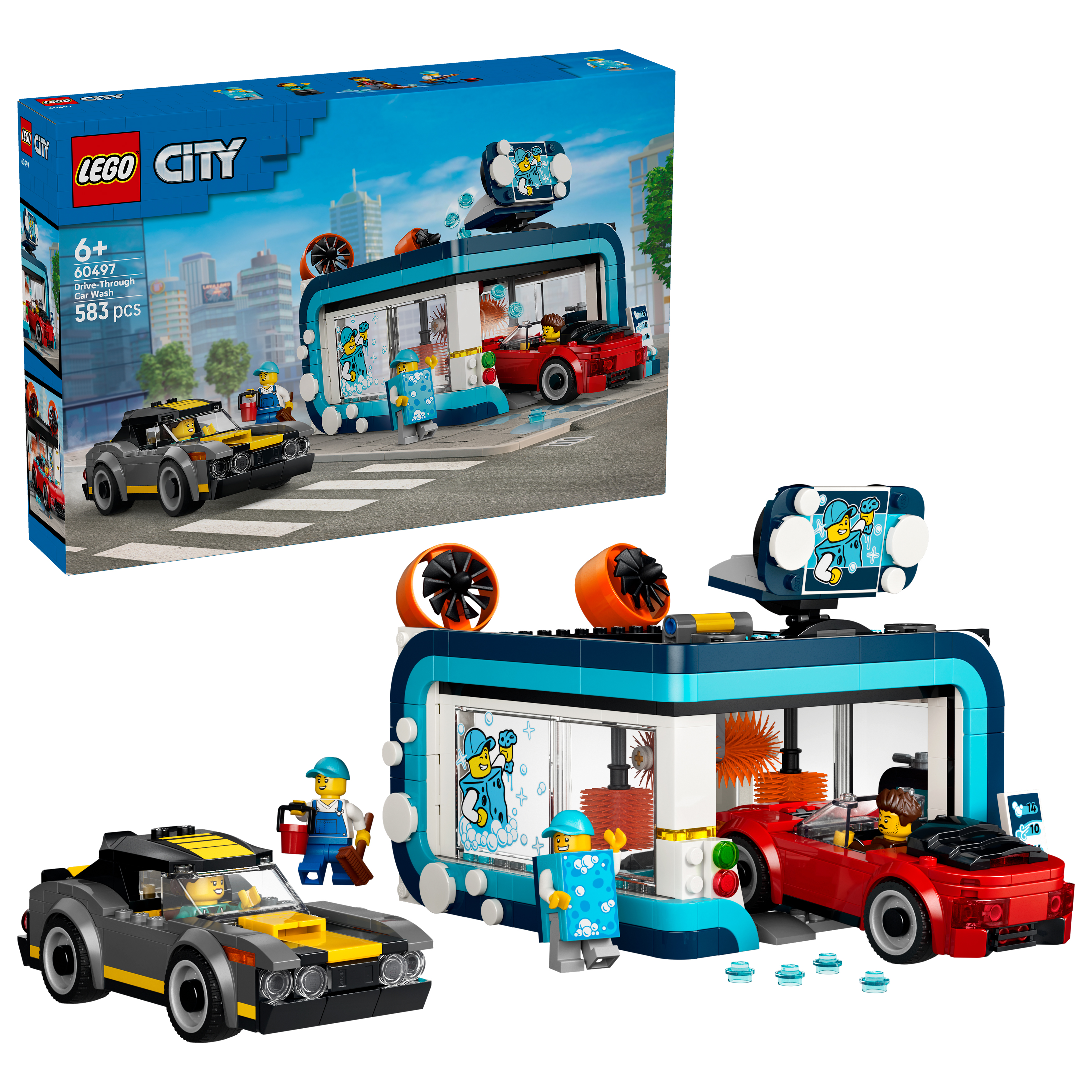 LEGO® 60497 City Túnel de Autolavado de Juguete con 2 Maquetas de Coches