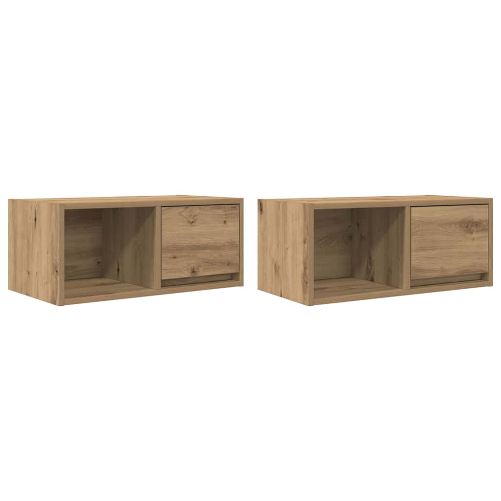 vidaXL Muebles para TV 2 uds madera 60x31x25,5 cm en color Roble artisan/Roble ahumado/Roble negro y más | almacenamiento funcional diseño moderno para baño dormitorio sala