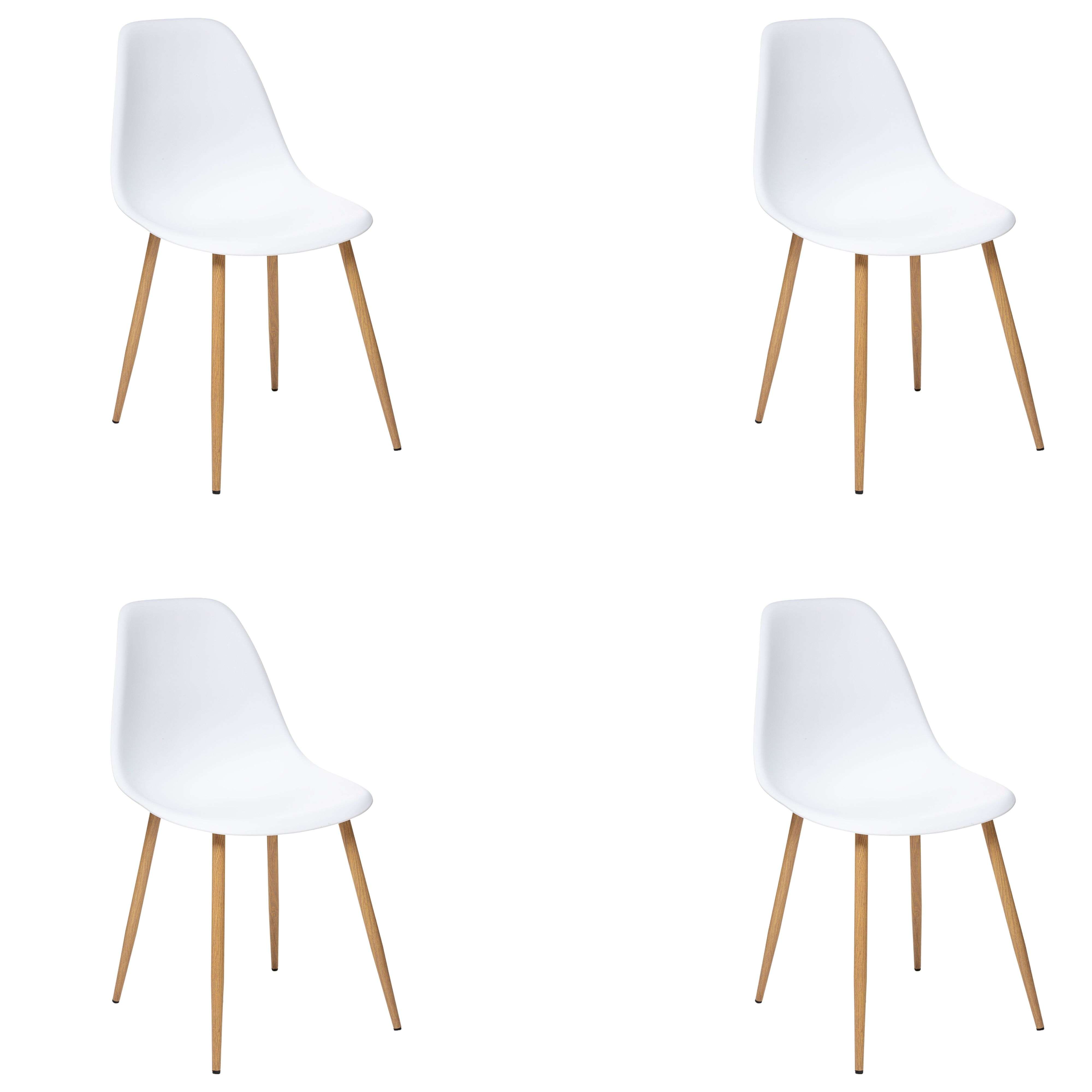Miroytengo Pack Sillas Taho Salón Comedor, Conjunto Sillas Blanco y Patas Madera Claro