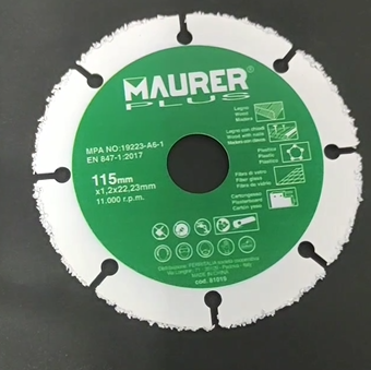 Disco Para Radial o Amoladora de Corte Madera, Plástico, Pladur 115 x 1,2  mm Maurer Plus