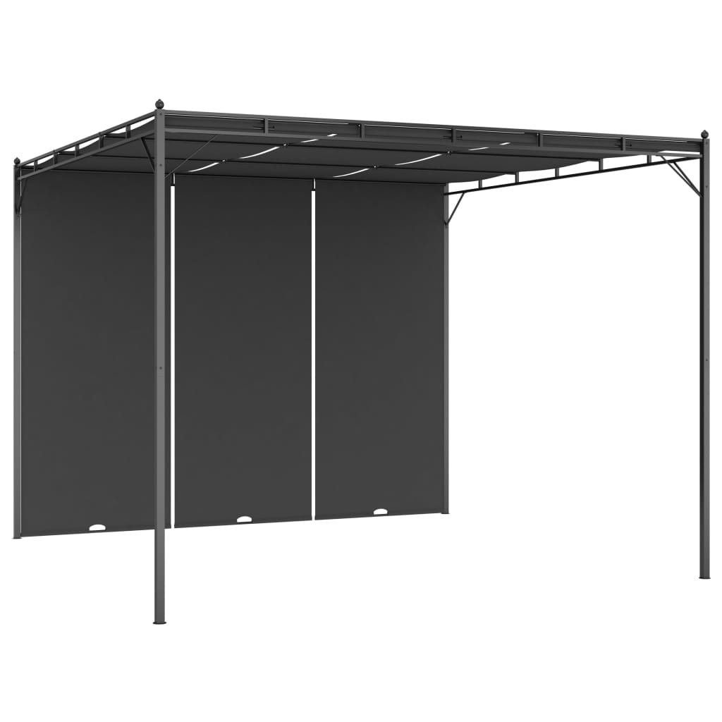 vidaXL Cenador de jardín con cortina lateral gris antracita 3x3x2,25 m