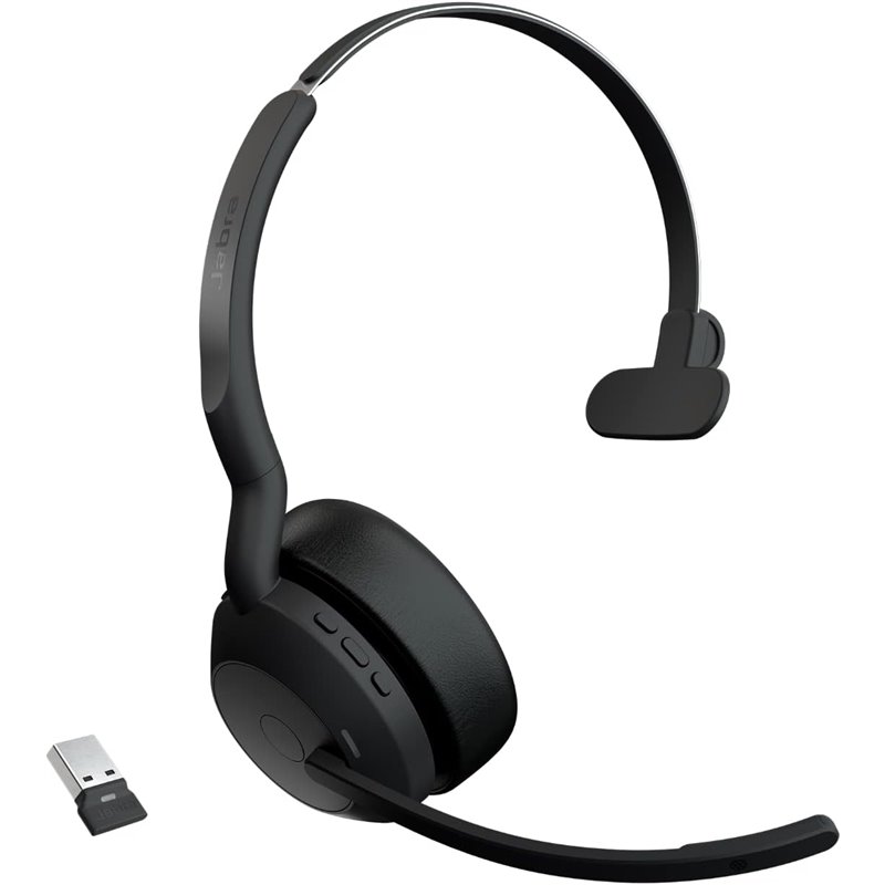 Jabra Evolve2 55 Auriculares inalámbricos mono Air Comfort Technology, Micrófonos con cancelación de ruido, y ANC