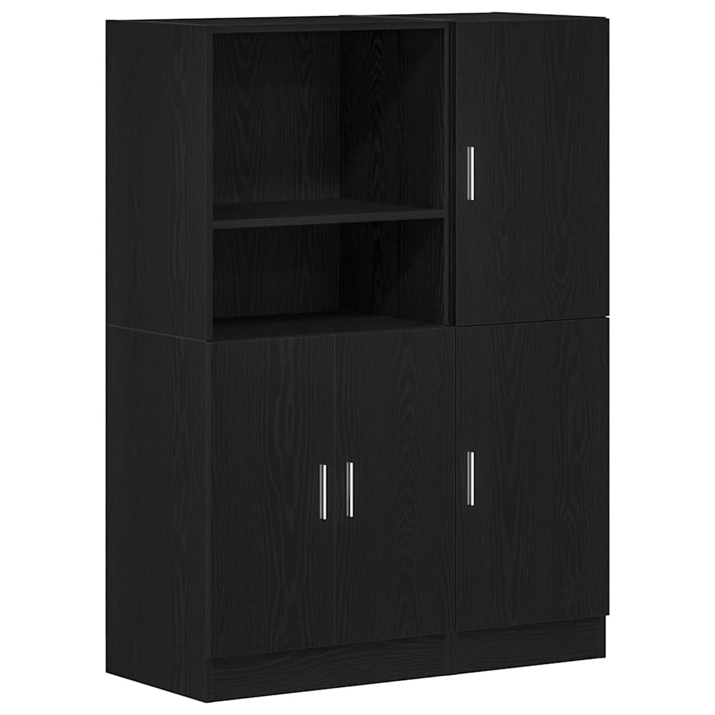 vidaXL Mueble de cocina 2 piezas madera contrachapada negro