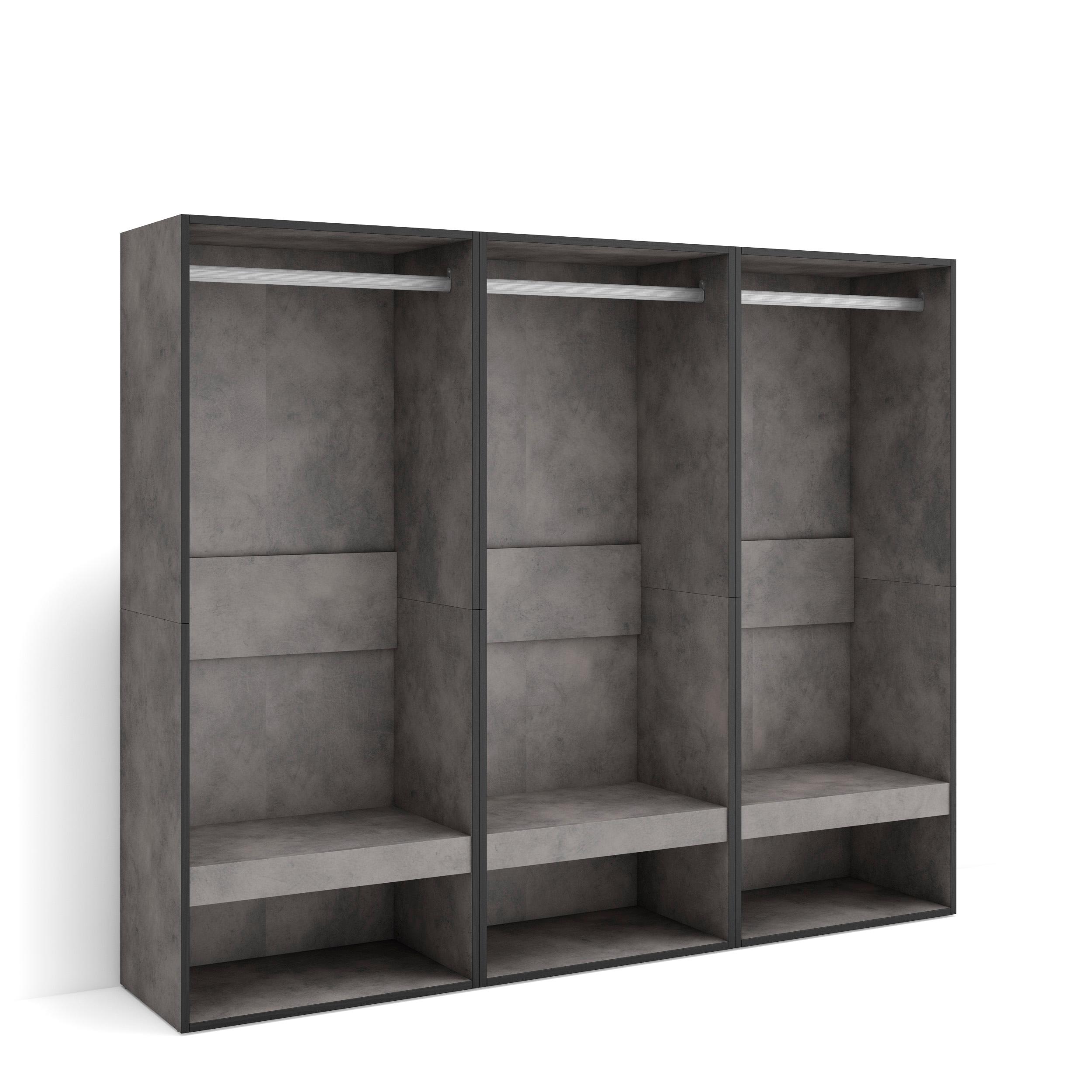 Skraut Home, Vestidor abierto, 3 módulos sin puerta para ropa, zapatos y complementos,  medidas 180x35x145cm, Armario, perchero, Varios colores