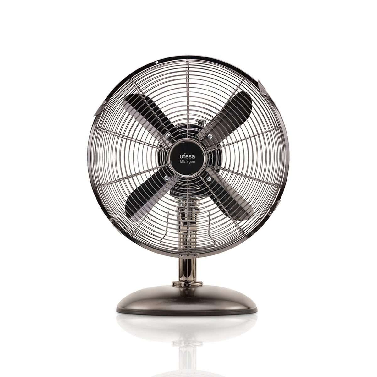 Ufesa - Ventilador sobremesa Michigan Mini de 30 cm con 4 aspas, 3 velocidades ajustables y oscilación izquierda-derecha para una distribución uniforme del aire en hogar u oficina, potencia 40W