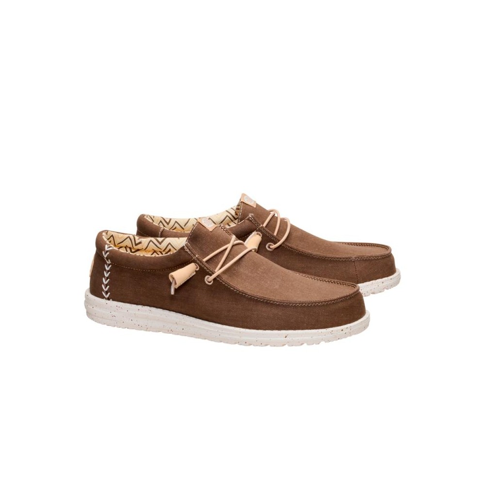 Zapatillas Lona Hombre Heydude Wally Strech Canvas Marron