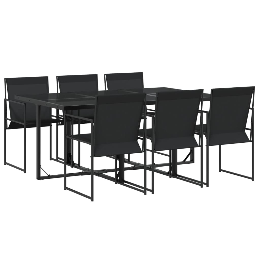 vidaXL Juego de comedor para jardín 7 piezas textilene negro