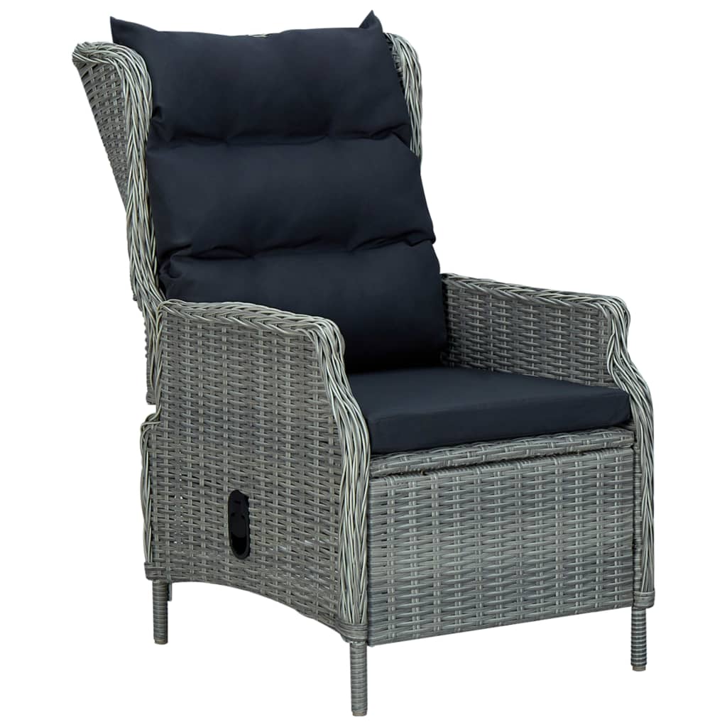 vidaXL Sillón reclinable de jardín cojines ratán sintético