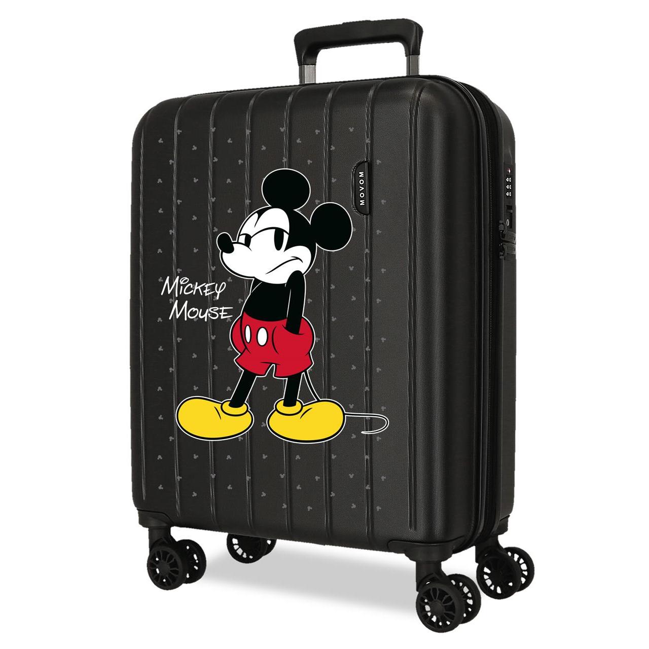 Maletas de Cabina Disney con Diseño Mickey y Minnie, 40x55x20 cm, ABS Resistente, 4 Ruedas Multidireccionales y Capacidad Expandible hasta 5 cm