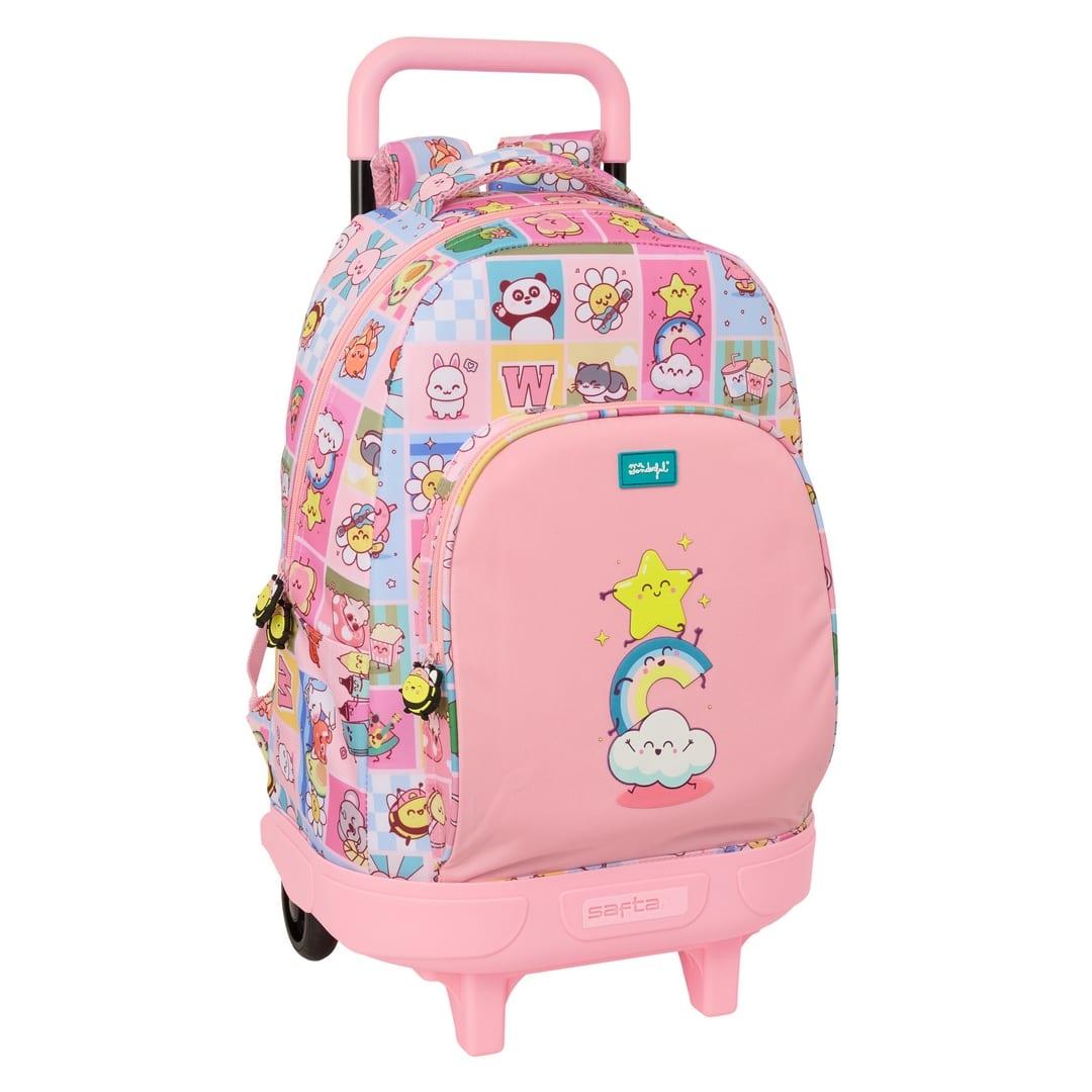 SAFTA | Mochila Escolar Adaptable a Carro Mr. Wonderful para Niña y Adolescente, Hombreras Ergonómicas Acolchadas, Bolsillo Frontal Grande y Lateral Portabotellas, Talla Única, Vuelta al Cole, Colegio