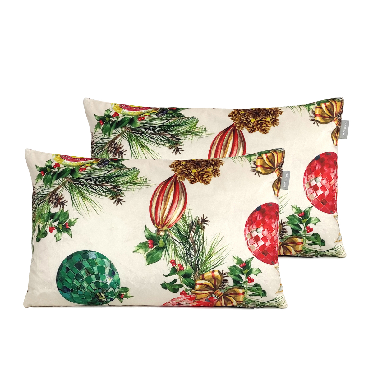 NAF NAF - 2 fundas de cojín de Navidad de terciopelo DECORATION 30x50 cm