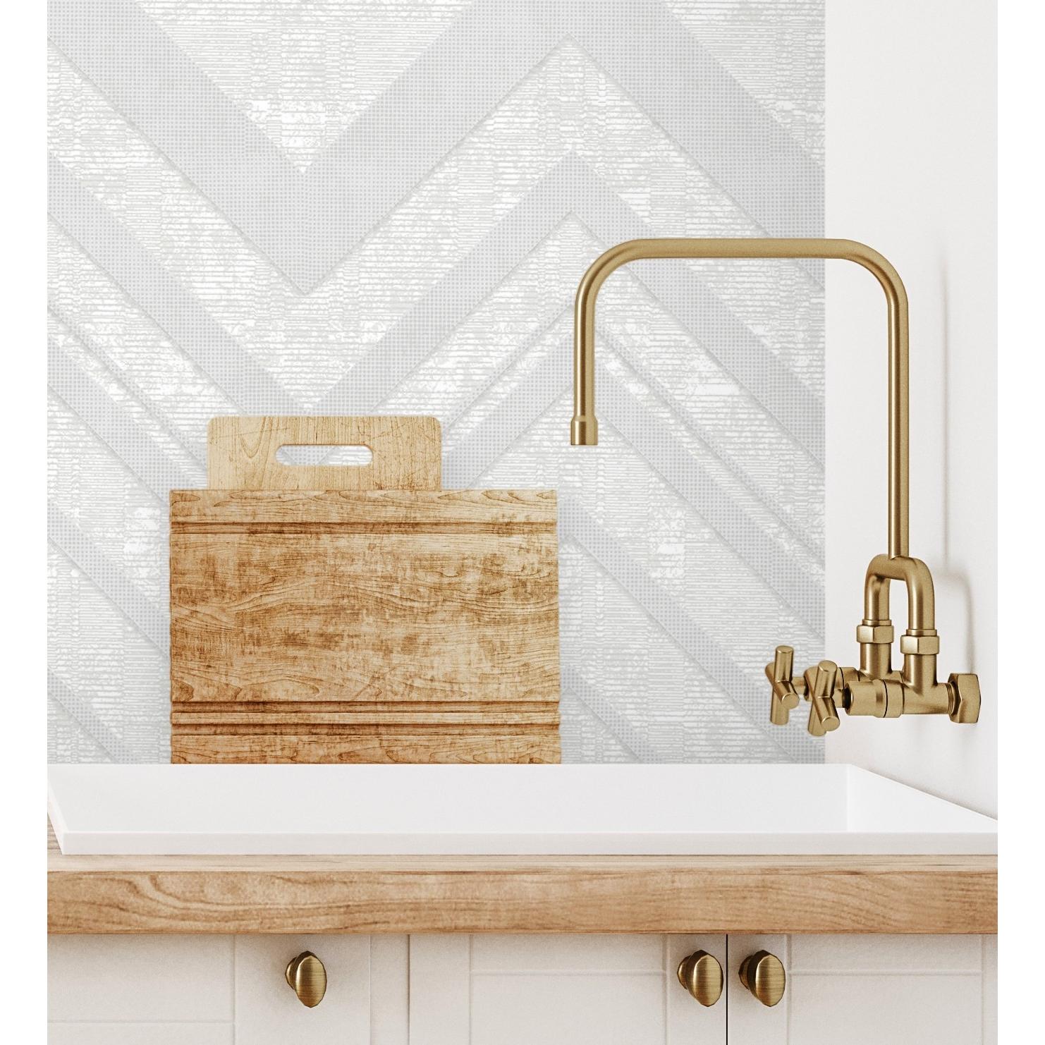 Papel pintado vinílico geométrico zigzag blanco con textura en relieve - Enzo Spike 681655 de GAULAN - Rollo de 10 m x 1,06 m