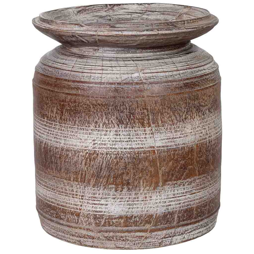 Wonderlust Deco - Jarrón de madera marrón pintado a mano 26x26x31 cm Marrón 26x26x31h cm