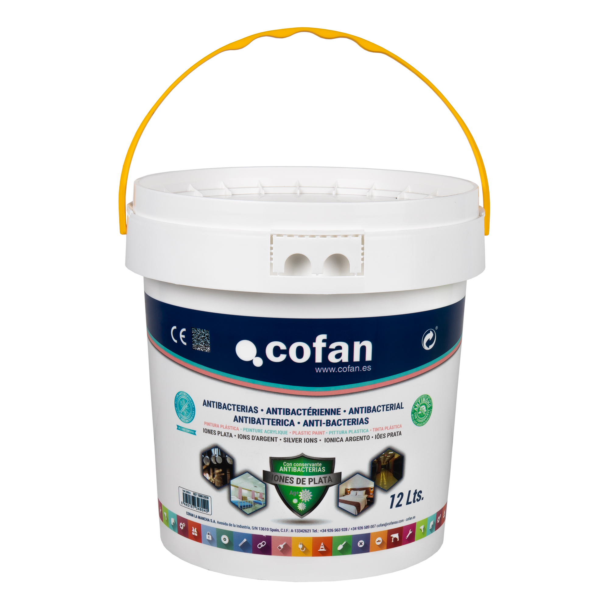 Cofan Pintura Plástica Antibacteriana con Iones de Plata | Bote de 12 litros | Color Blanco