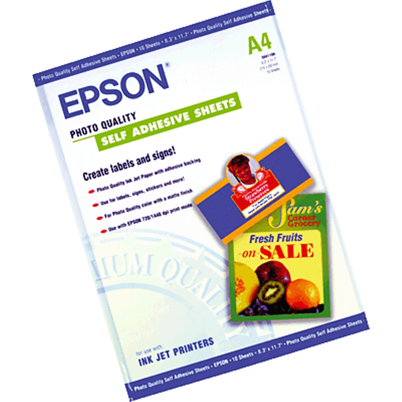 Papel epson autoadhesivo s041106 photo quality a4 10h.