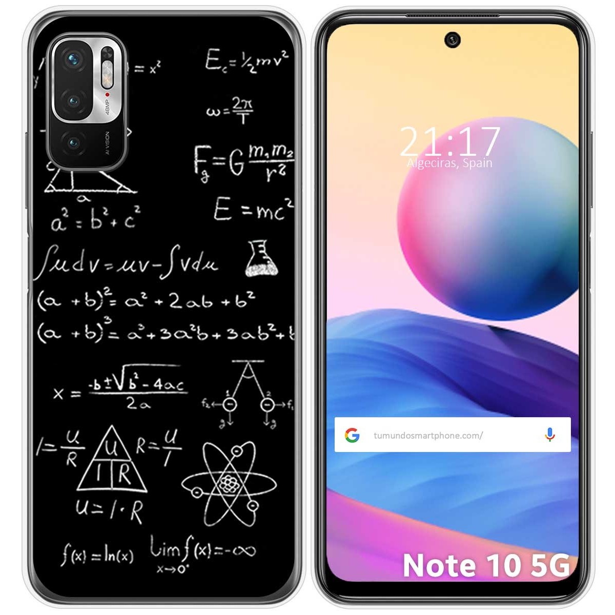 Tumundosmartphone Funda Gel Tpu para Xiaomi Redmi Note 10 5G / POCO M3 PRO 5G diseño Formulas Dibujos
