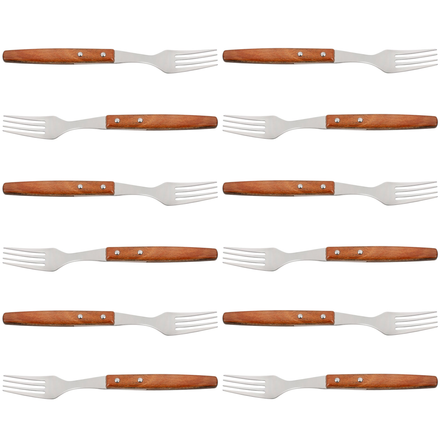 ARCOS Gregorio - Tenedor de Mesa (100 / 209 mm) - Acero Inoxidable 18/10 - Mango de Madera de Haya Comprimida - PACK 12