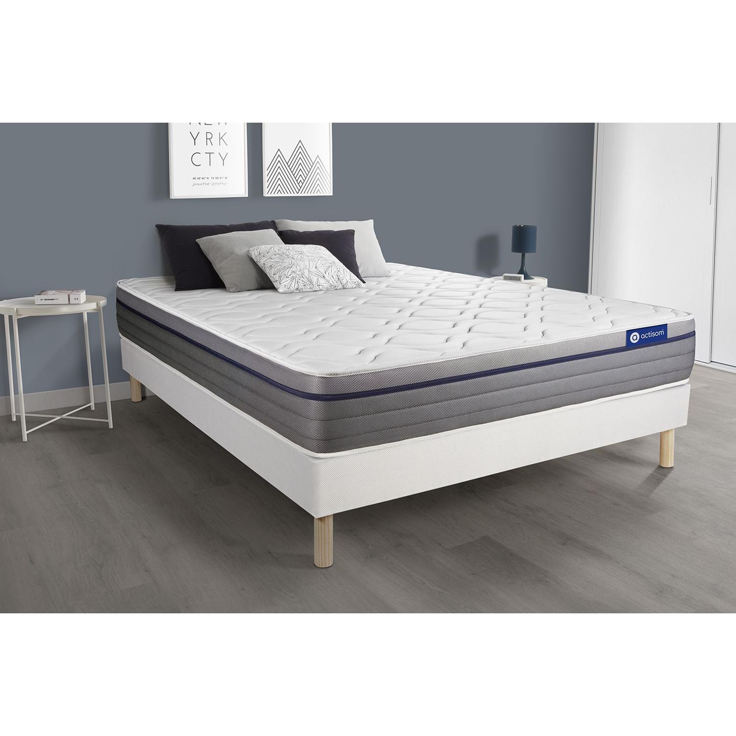 Pack colchón Actiflex zen 120x200cm + Somier multiláminas, Muelles ensacados y espuma viscoelástica, 3 zonas de confort