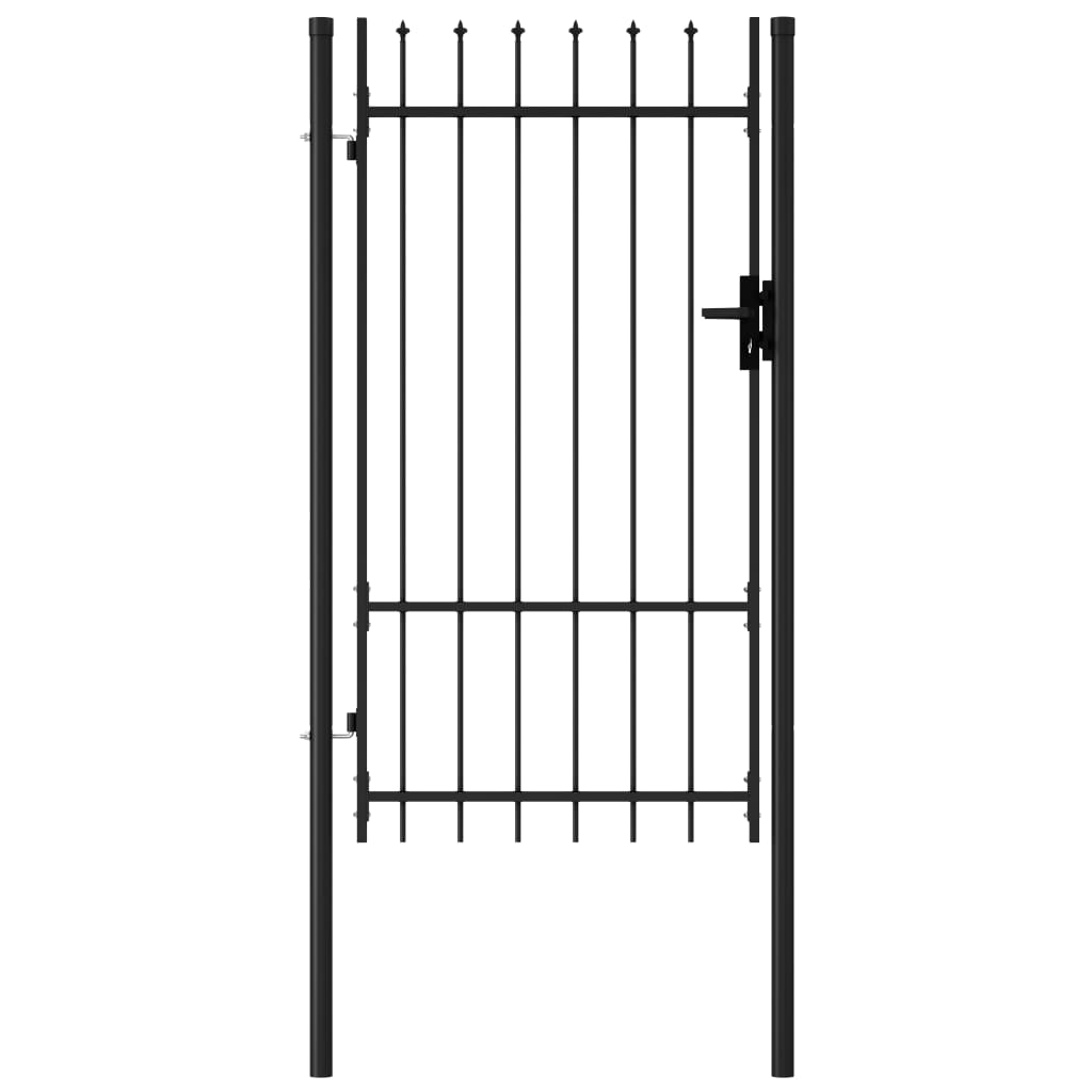 vidaXL Cancela de Valla Sencilla de Puntas Acero Negro Puerta de Jardín Dimensiones 1 x 1 m,  1 x 1.2 m,  1 x 1.5 m y mas