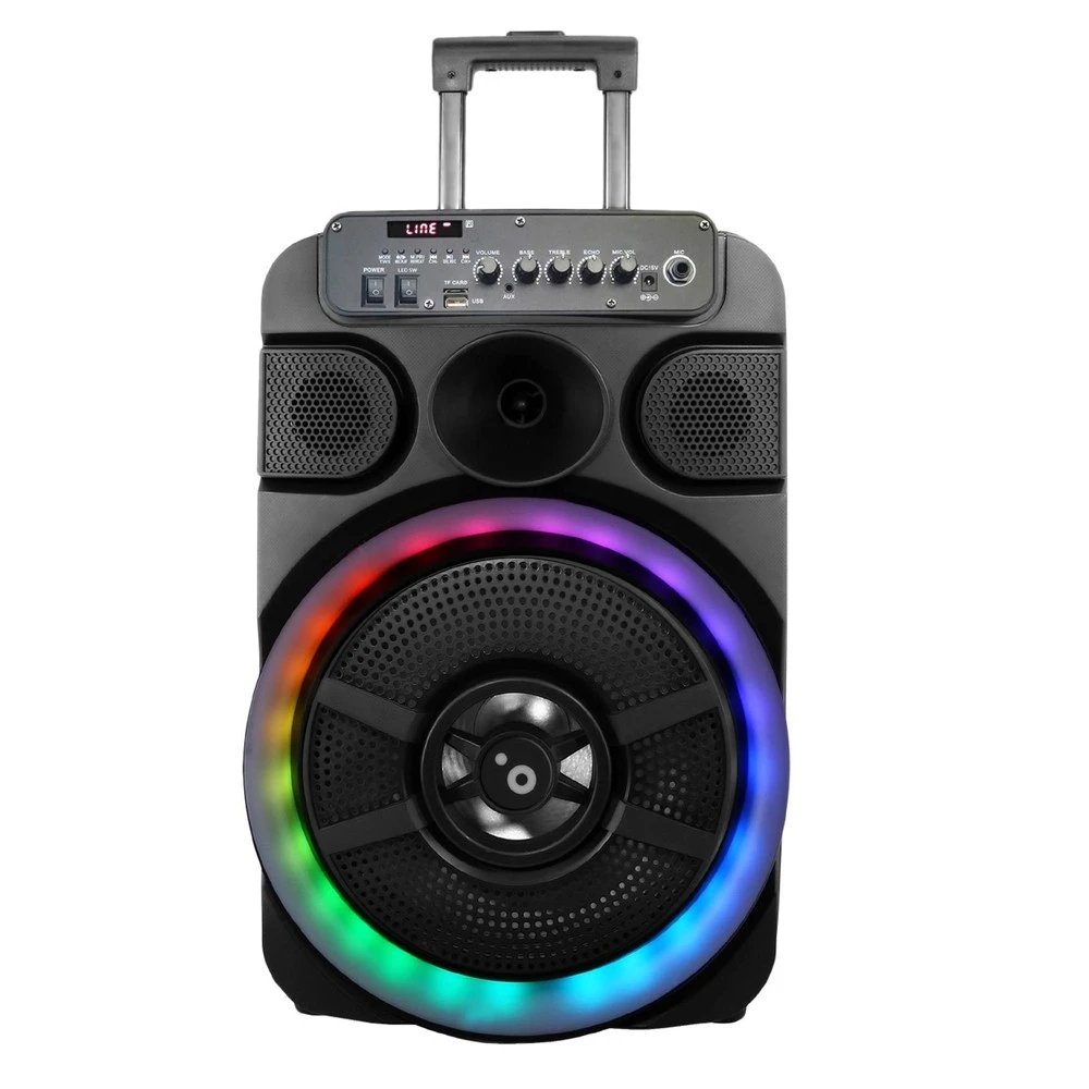 Sunstech - Altavoz portátil HiFi MUSCLES12BK de 40 W con Bluetooth 5.0, modo TWS y función karaoke con micrófono inalámbrico para fiestas y eventos