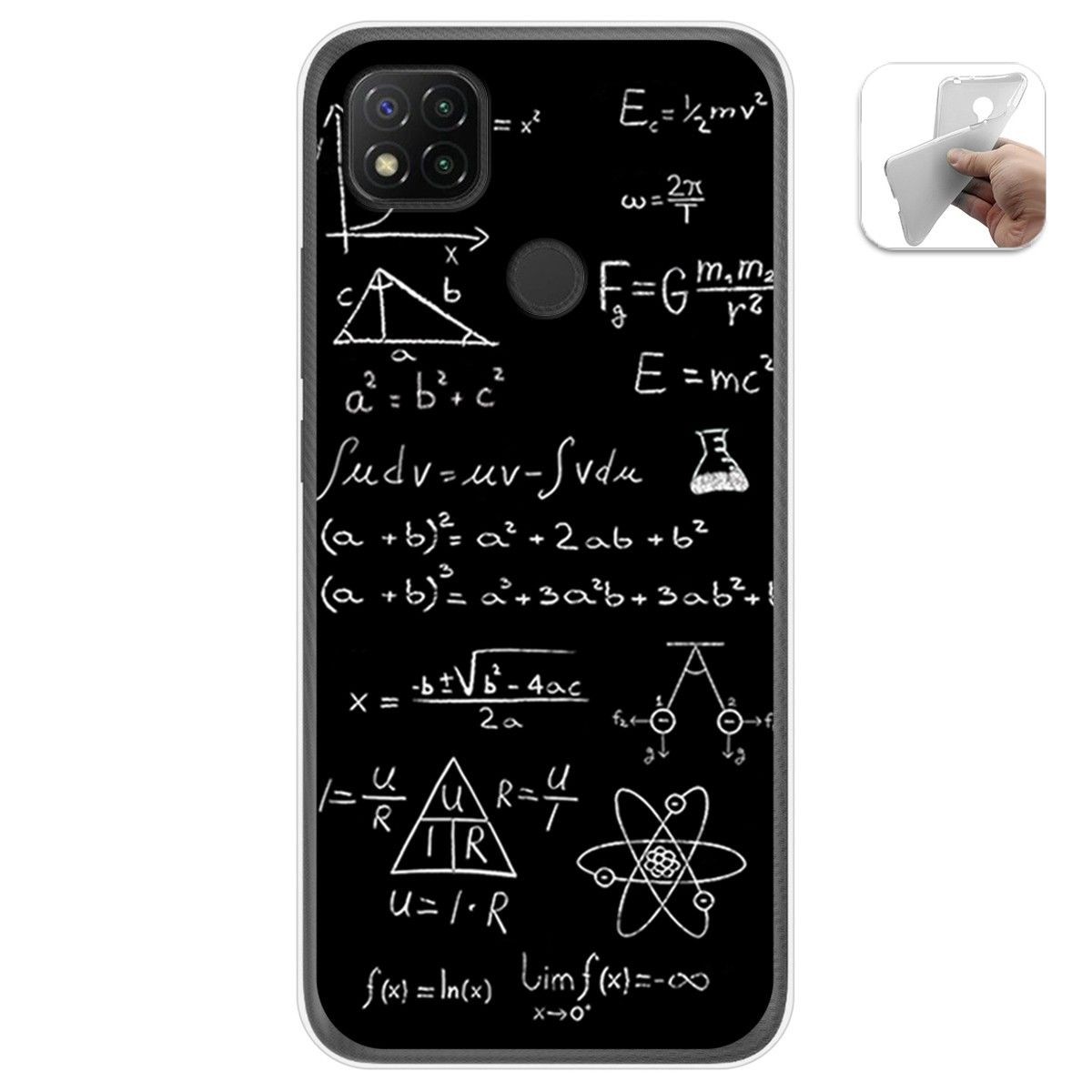 Tumundosmartphone Funda Gel Tpu para Xiaomi Redmi 9C diseño Formulas Dibujos